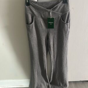 HALARA Womens Ribbed Gray Casual Bottoms